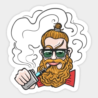 Young man smoking e-cigarette. Sticker